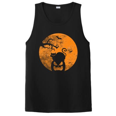 Vintage Scary Halloween Pumpkin Cat Costume Retro Cat Moon PosiCharge Competitor Tank