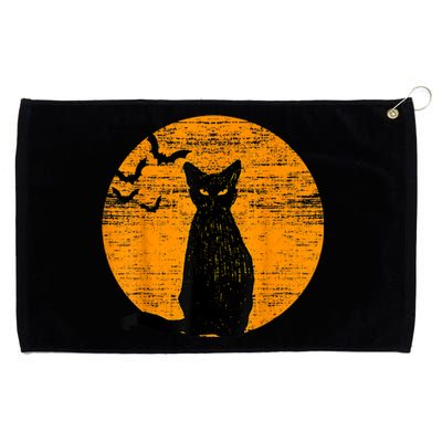 Vintage Scary Halloween Black Cat Costume Retro Moon Cat Mom Grommeted Golf Towel