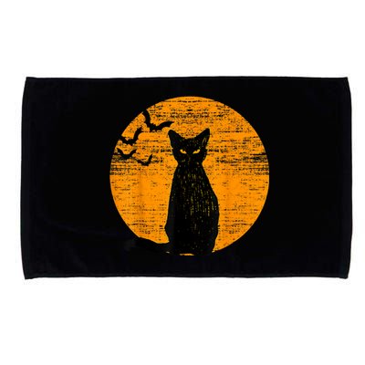 Vintage Scary Halloween Black Cat Costume Retro Moon Cat Mom Microfiber Hand Towel