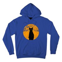 Vintage Scary Halloween Black Cat Costume Retro Moon Cat Mom Hoodie