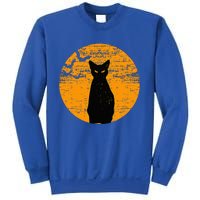 Vintage Scary Halloween Black Cat Costume Retro Moon Cat Mom Sweatshirt