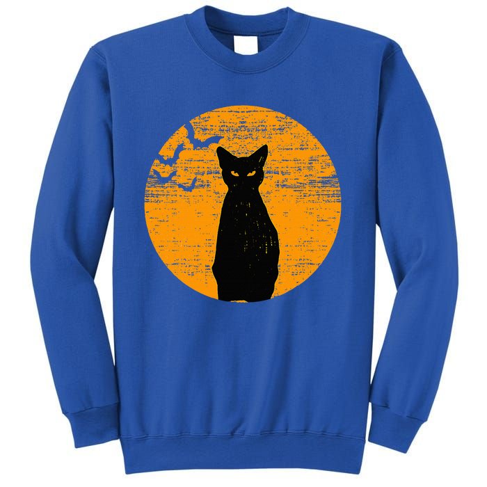 Vintage Scary Halloween Black Cat Costume Retro Moon Cat Mom Sweatshirt