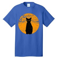 Vintage Scary Halloween Black Cat Costume Retro Moon Cat Mom Tall T-Shirt