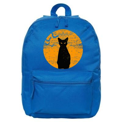 Vintage Scary Halloween Black Cat Costume Retro Moon Cat Mom 16 in Basic Backpack