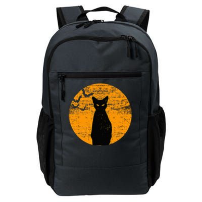 Vintage Scary Halloween Black Cat Costume Retro Moon Cat Mom Daily Commute Backpack