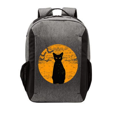 Vintage Scary Halloween Black Cat Costume Retro Moon Cat Mom Vector Backpack