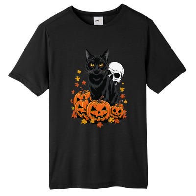 Vintage Scary Halloween Black Cat Lovers Pumpkin Costume Tall Fusion ChromaSoft Performance T-Shirt