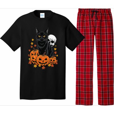 Vintage Scary Halloween Black Cat Lovers Pumpkin Costume Pajama Set