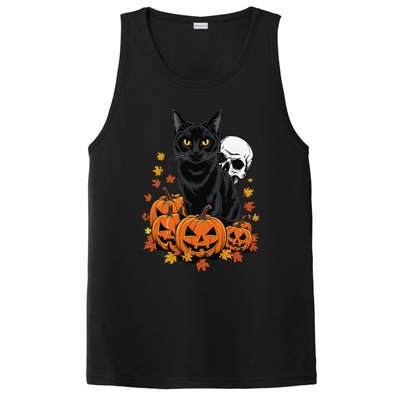 Vintage Scary Halloween Black Cat Lovers Pumpkin Costume PosiCharge Competitor Tank