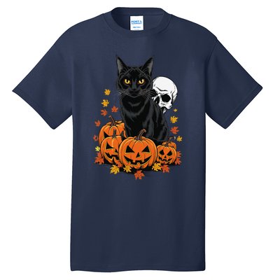 Vintage Scary Halloween Black Cat Lovers Pumpkin Costume Tall T-Shirt