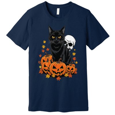 Vintage Scary Halloween Black Cat Lovers Pumpkin Costume Premium T-Shirt