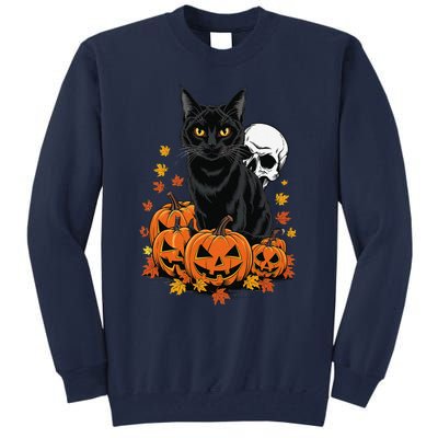 Vintage Scary Halloween Black Cat Lovers Pumpkin Costume Tall Sweatshirt