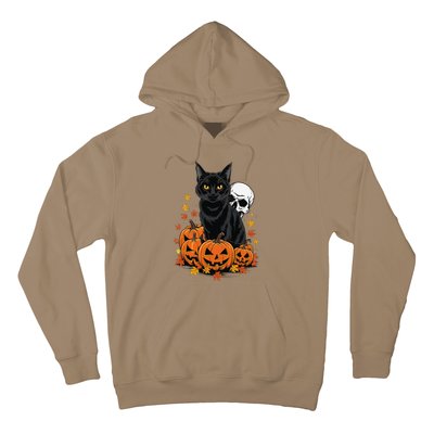 Vintage Scary Halloween Black Cat Lovers Pumpkin Costume Hoodie