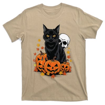 Vintage Scary Halloween Black Cat Lovers Pumpkin Costume T-Shirt