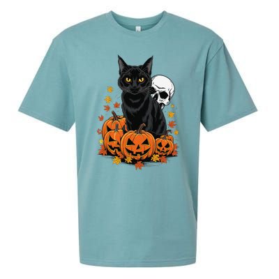 Vintage Scary Halloween Black Cat Lovers Pumpkin Costume Sueded Cloud Jersey T-Shirt