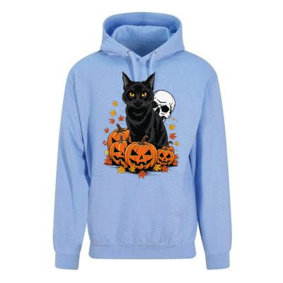 Vintage Scary Halloween Black Cat Lovers Pumpkin Costume Unisex Surf Hoodie