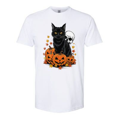 Vintage Scary Halloween Black Cat Lovers Pumpkin Costume Softstyle CVC T-Shirt