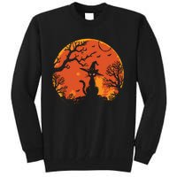 Vintage Scary Halloween Cat Costume Retro Cat Moon Tall Sweatshirt