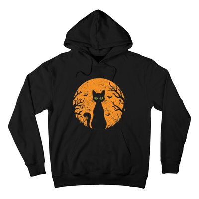 Vintage Scary Halloween Cat Costume Retro Cat Moon Gift Hoodie