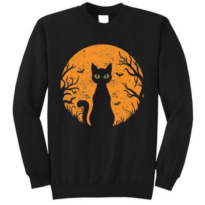 Vintage Scary Halloween Cat Costume Retro Cat Moon Gift Sweatshirt