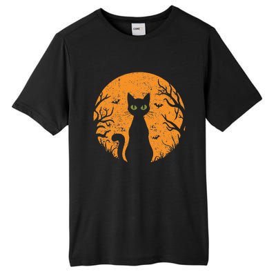 Vintage Scary Halloween Cat Costume Retro Cat Moon Gift Tall Fusion ChromaSoft Performance T-Shirt