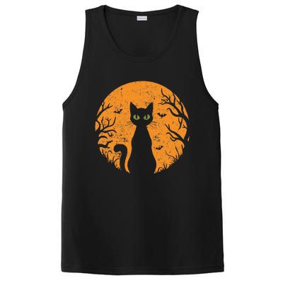 Vintage Scary Halloween Cat Costume Retro Cat Moon Gift PosiCharge Competitor Tank