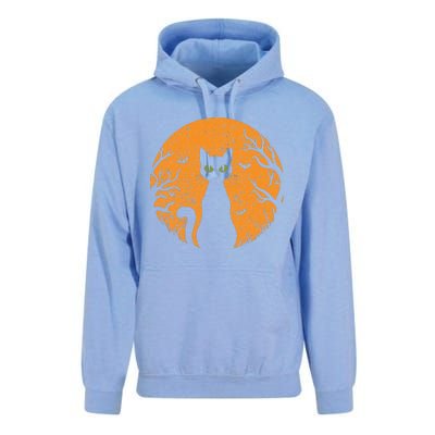 Vintage Scary Halloween Cat Costume Retro Cat Moon Gift Unisex Surf Hoodie