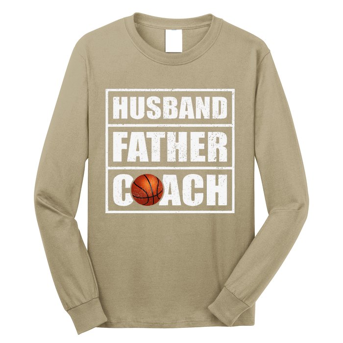 Vintage Style Husband Father Basketball Coach Fathers Day Long Sleeve Shirt