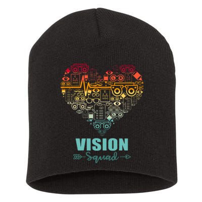 Vision Squad Heart Funny Optometry Team Short Acrylic Beanie