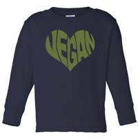 Vegan Saying Heart Shape Design Promote Plant Based Diet Toddler Long Sleeve Shirt