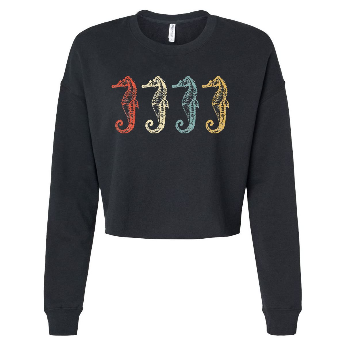 Vintage Sea Horse Animal Environmental Gifts Cropped Pullover Crew