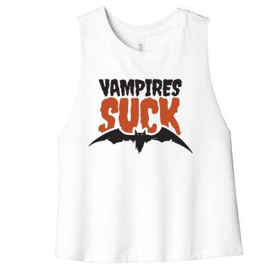 Vampire Suck Halloween Bat Women's Racerback Cropped Tank