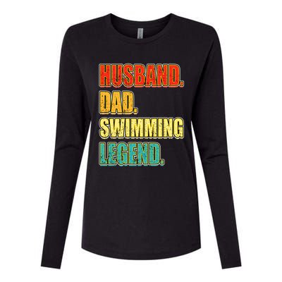 Vintage Swimming Husband Dad Swimming Legend FatherS Day Gift Womens Cotton Relaxed Long Sleeve T-Shirt