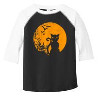 Vintage Scary Halloween Costume Black Cat Retro Moon Cat Mom Toddler Fine Jersey T-Shirt