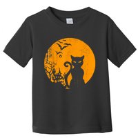 Vintage Scary Halloween Costume Black Cat Retro Moon Cat Mom Toddler T-Shirt