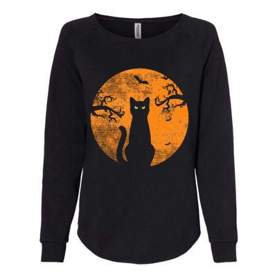 Vintage Scary Halloween Cat Costume Retro Cat Moon Womens California Wash Sweatshirt