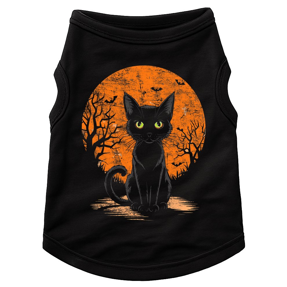 Vintage Scary Halloween Cat Costume Retro Halloween Cat Doggie Tank