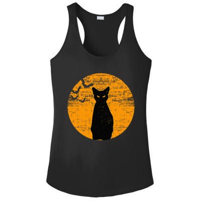 Vintage Scary Halloween Black Cat Costume Retro Moon Cat Mom Ladies PosiCharge Competitor Racerback Tank