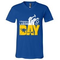 Vintage Style Happy Labor Day Gift Funny Gift V-Neck T-Shirt