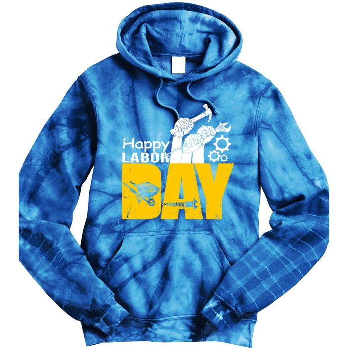 Vintage Style Happy Labor Day Gift Funny Gift Tie Dye Hoodie