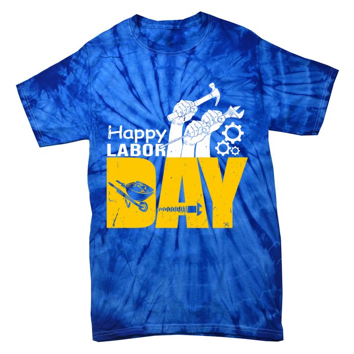 Vintage Style Happy Labor Day Gift Funny Gift Tie-Dye T-Shirt