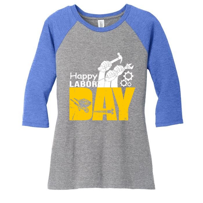 Vintage Style Happy Labor Day Gift Funny Gift Women's Tri-Blend 3/4-Sleeve Raglan Shirt