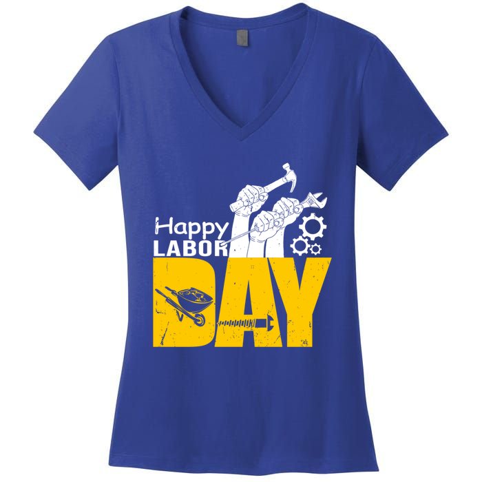 Vintage Style Happy Labor Day Gift Funny Gift Women's V-Neck T-Shirt