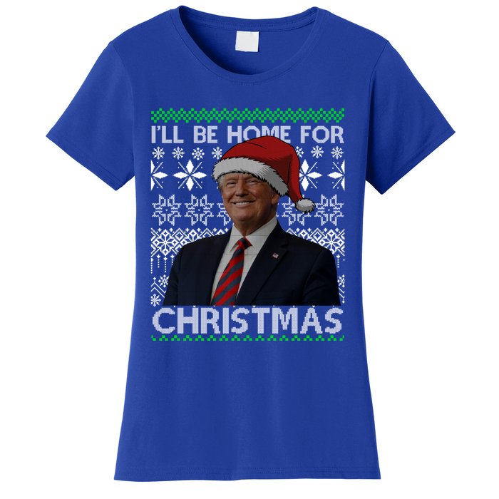 Vintage Santa Hat Trump I’Ll Be Home For Christmas 2024 Gift Women's T-Shirt