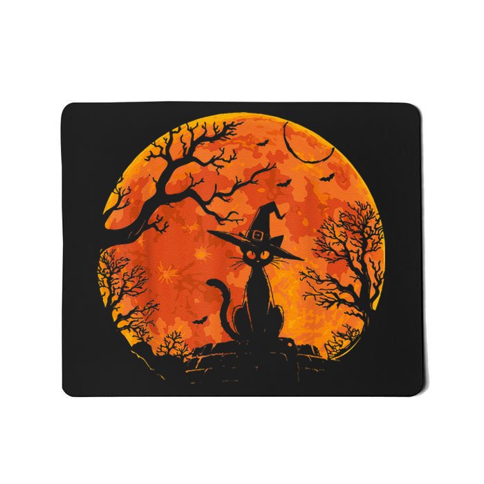 Vintage Scary Halloween Cat Costume Retro Cat Moon Mousepad