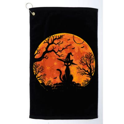 Vintage Scary Halloween Cat Costume Retro Cat Moon Platinum Collection Golf Towel