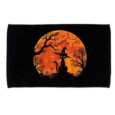 Vintage Scary Halloween Cat Costume Retro Cat Moon Microfiber Hand Towel