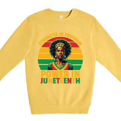 Vintage Strength In Freedom Power In Junenth Cute Gift Premium Crewneck Sweatshirt