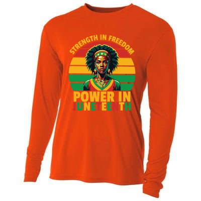 Vintage Strength In Freedom Power In Junenth Cute Gift Cooling Performance Long Sleeve Crew