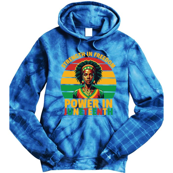 Vintage Strength In Freedom Power In Junenth Cute Gift Tie Dye Hoodie